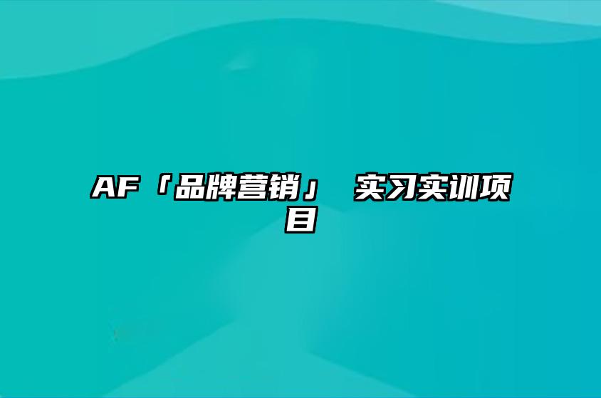 AF「品牌营销」 实习实训项目 